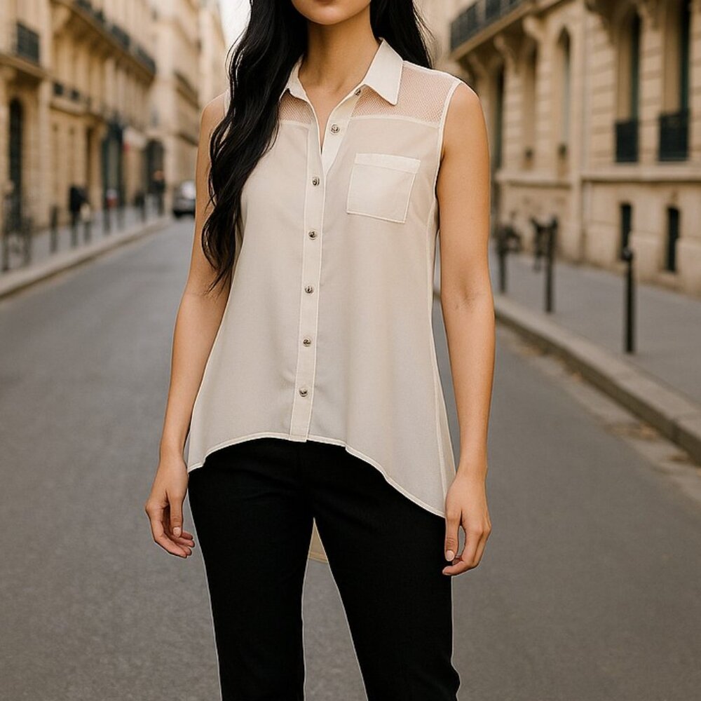 PAPAYA | White Sleeveless Sheer Blouse